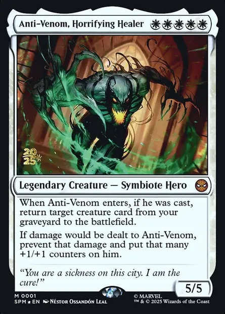 Anti-Venom, horrible guérisseur, carte Magic PSPM 1s — extension Marvel's Spider-Man Promos