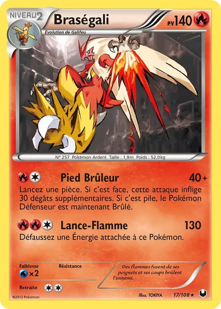 Braségali, carte Pokémon DEX 17 — extension Explorateurs Obscurs