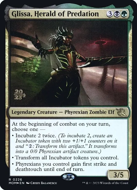 Glissa, héraut du cycle alimentaire, carte Magic PMOM 226s — extension March of the Machine Promos