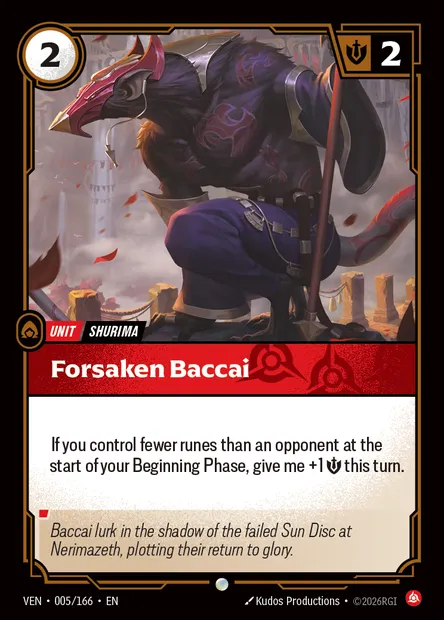 Forsaken Baccai, carte Riftbound VEN 005 — extension Vendetta