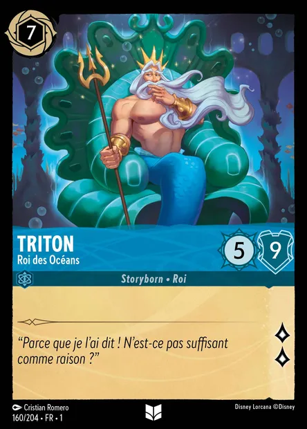 Triton - Roi des Océans, carte Disney Lorcana CH1-160 — extension Premier Chapitre