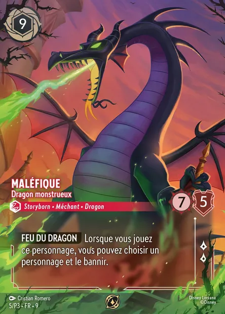 Maléfique - Dragon monstrueux, carte Disney Lorcana P3-005 — extension P3