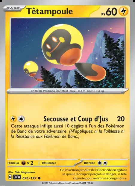 Têtampoule, carte Pokémon OBF 076 — extension Flammes Obsidiennes
