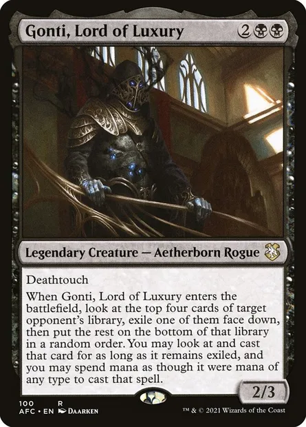 Gonti, Lord of Luxury, Magic card AFC 100 — Forgotten Realms Commander set