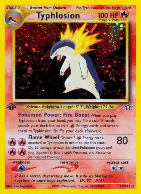 Typhlosion, Pokémon card NG 18 — Neo Genesis set