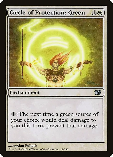 Cercle de protection : vert, carte Magic 8ED 12★ — extension Huitième Edition