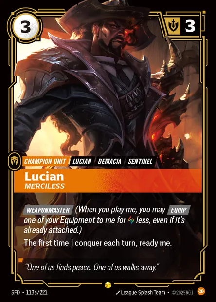 Lucian, carte Riftbound SFD 113a — extension Spiritforged