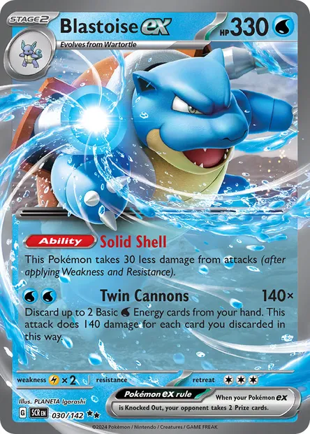 Blastoise ex, Pokémon card SCR 030 — Stellar Crown set