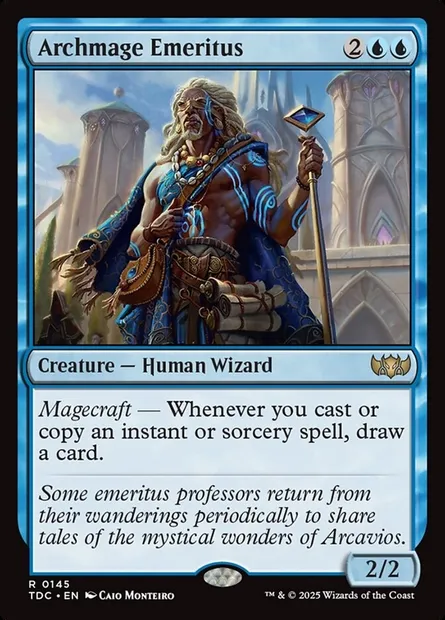 Archmage Emeritus, Magic card TDC 145 — Tarkir: Dragonstorm Commander set