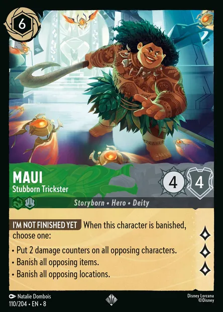 Maui - Stubborn Trickster, Disney Lorcana card CH8-110 — The Reign of Jafar set