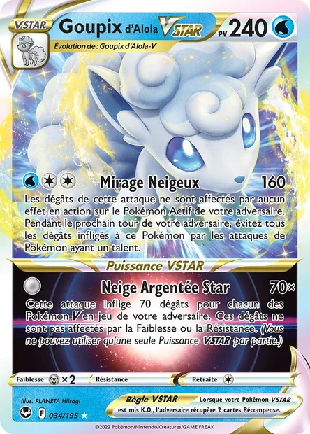 Goupix d'Alola VSTAR, carte Pokémon SIT 034 — extension Tempête Argentée
