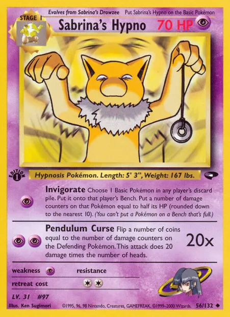 Sabrina's Hypno, carte Pokémon GC 56 — extension Gym Challenge