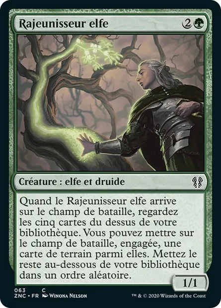 Rajeunisseur elfe, carte Magic ZNC 63 — extension Zendikar Rising Commander