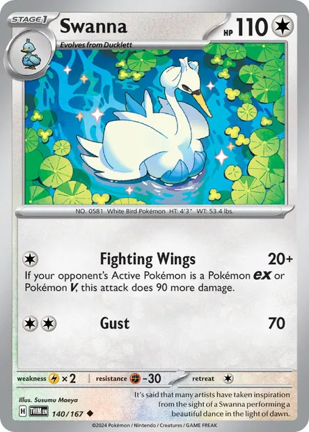 Swanna, Pokémon card TWM 140 — Twilight Masquerade set