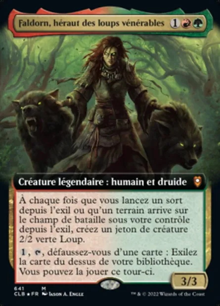 Faldorn, héraut des loups vénérables, carte Magic CLB 641 — extension Commander Légendes : la bataille de la Porte de Baldur