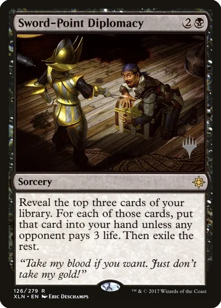 Diplomatie à l'épée, carte Magic PXLN 126p — extension Ixalan Promos