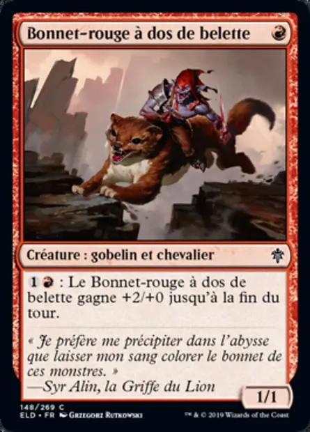 Bonnet-rouge à dos de belette, carte Magic ELD 148 — extension Throne of Eldraine