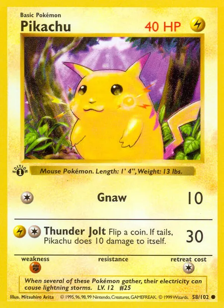 Pikachu, Pokémon card BS 58 — Base Set set