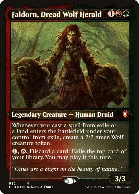 Faldorn, Dread Wolf Herald, Magic card CLB 932 — Commander Legends: Battle for Baldur's Gate set