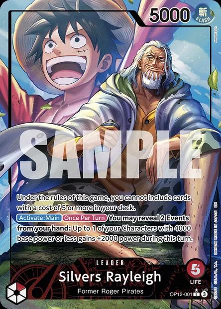 Silvers Rayleigh, One Piece card OP12-001 — LEGACY OF THE MASTER set