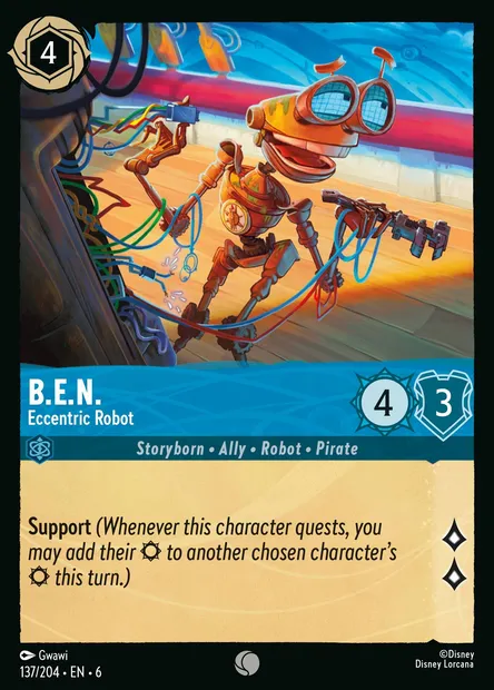 B.E.N. - Eccentric Robot, Disney Lorcana card CH6-137 — Azurite Sea set