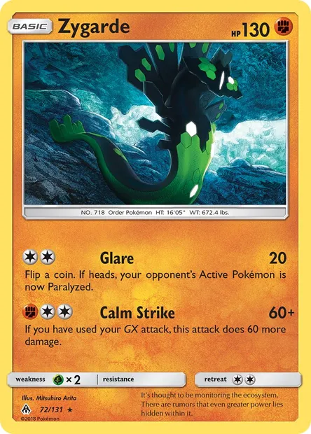 Zygarde, Pokémon card FLI 72 — Forbidden Light set