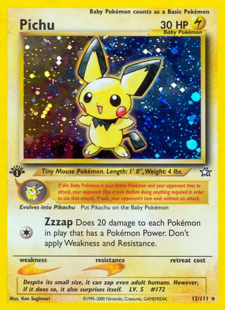 Pichu, Pokémon card NG 12 — Neo Genesis set