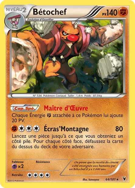 Bétochef, carte Pokémon NVI 64 — extension Nobles Victoires