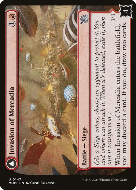 Invasion of Mercadia // Kyren Flamewright, Magic card MOM 147 — March of the Machine set