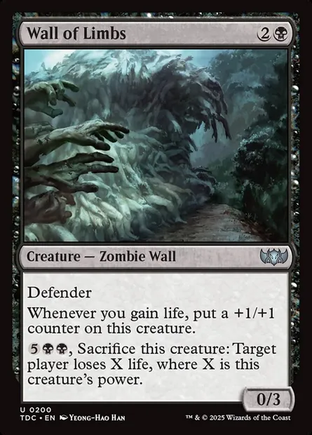 Wall of Limbs, Magic card TDC 200 — Tarkir: Dragonstorm Commander set