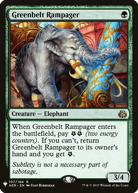 Greenbelt Rampager, Magic card PLST AER-107 — The List set