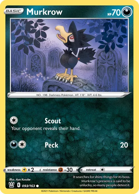 Murkrow, Pokémon card BST 93 — Battle Styles set