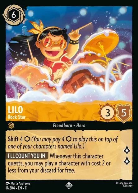 Lilo - Rock Star, Disney Lorcana card CH11-017 — Winterspell set