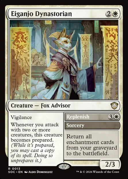 Eiganjo Dynastorian // Replenish, Magic card SOC 13 — Secrets of Strixhaven Commander set