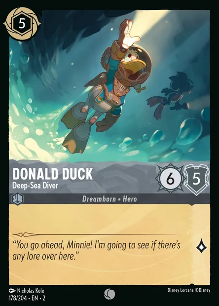 Donald Duck - Deep-Sea Diver, Disney Lorcana card CH2-178 — Rise of the Floodborn set