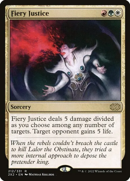 Fiery Justice, Magic card 2X2 212 — Double Masters 2022 set