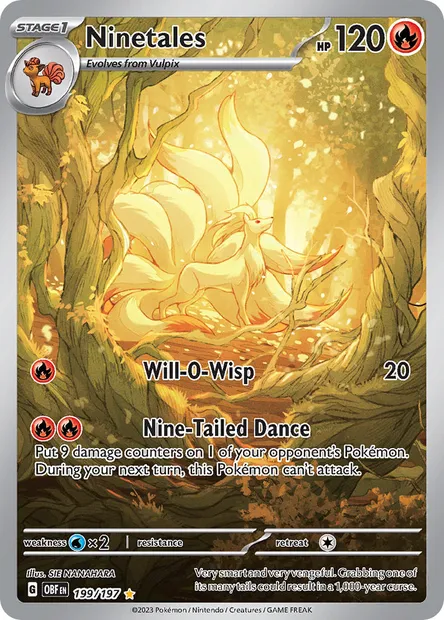 Ninetales, Pokémon card OBF 199 — Obsidian Flames set