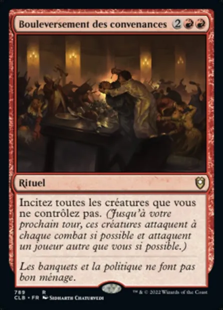 Bouleversement des convenances, carte Magic CLB 789 — extension Commander Légendes : la bataille de la Porte de Baldur