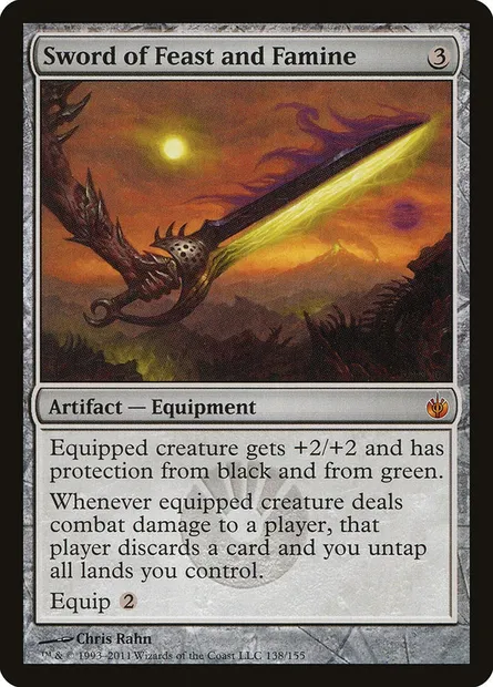 Sword of Feast and Famine, Magic card MBS 138 — Mirrodin Besieged set