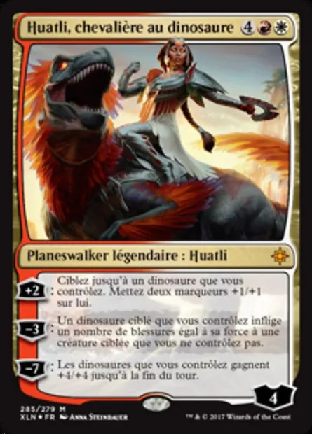 Huatli, chevalière au dinosaure, carte Magic XLN 285 — extension Ixalan