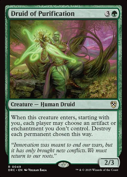 Druid of Purification, Magic card DRC 49 — Aetherdrift Commander set