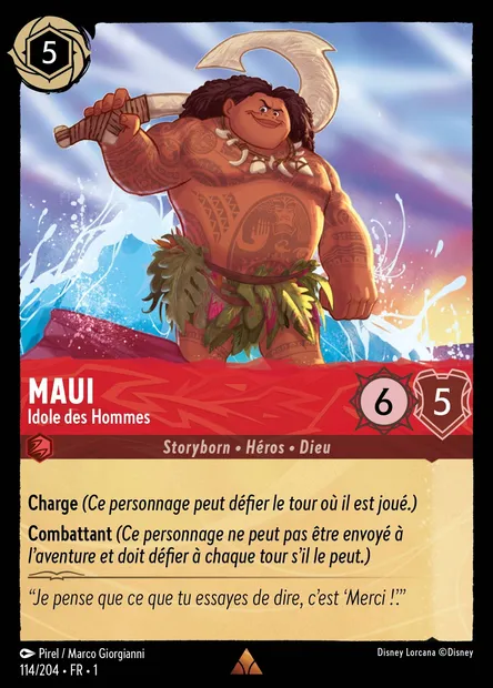 Maui - Idole des Hommes, carte Disney Lorcana CH1-114 — extension Premier Chapitre