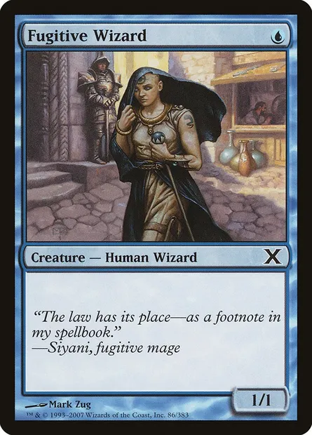 Fugitive Wizard, Magic card 10E 86 — Tenth Edition set
