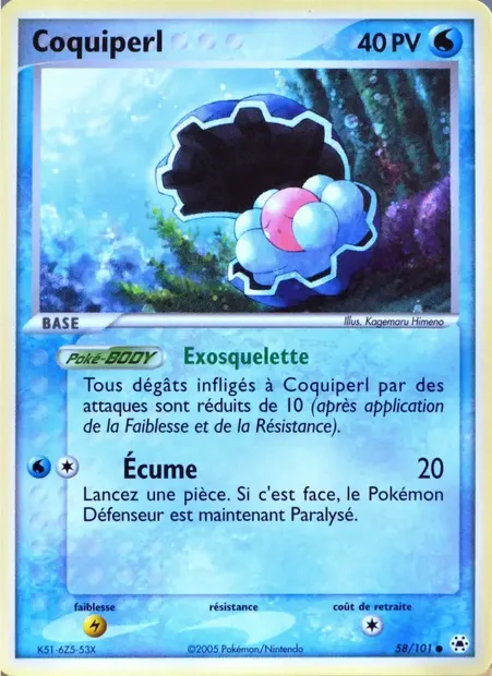 Coquiperl, carte Pokémon HL 58 — extension EX Légendes Oubliées