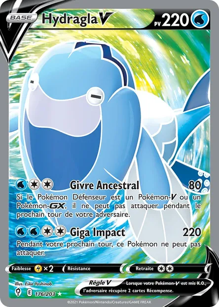Hydragla V, carte Pokémon EVS 176 — extension Évolution Céleste
