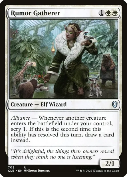 Rumor Gatherer, Magic card CLB 705 — Commander Legends: Battle for Baldur's Gate set