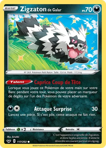 Zigzaton de Galar, carte Pokémon SSH 117 — extension Épée et Bouclier