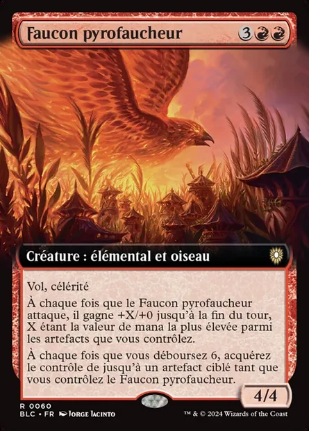 Faucon pyrofaucheur, carte Magic BLC 60 — extension Bloomburrow Commander