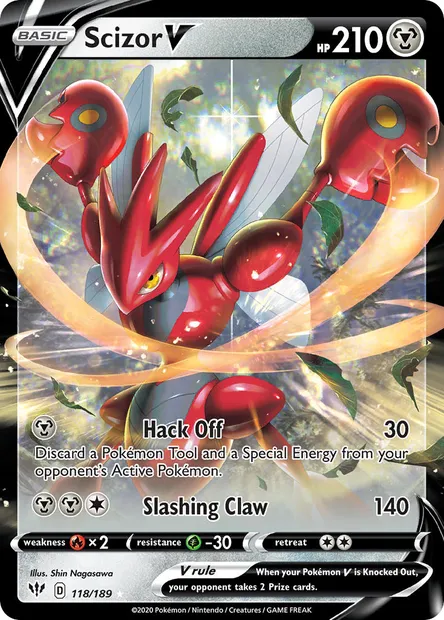 Scizor V, Pokémon card DAA 118 — Darkness Ablaze set