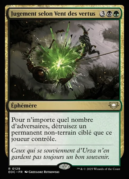 Jugement selon Vent des vertus, carte Magic EOC 129 — extension Edge of Eternities Commander